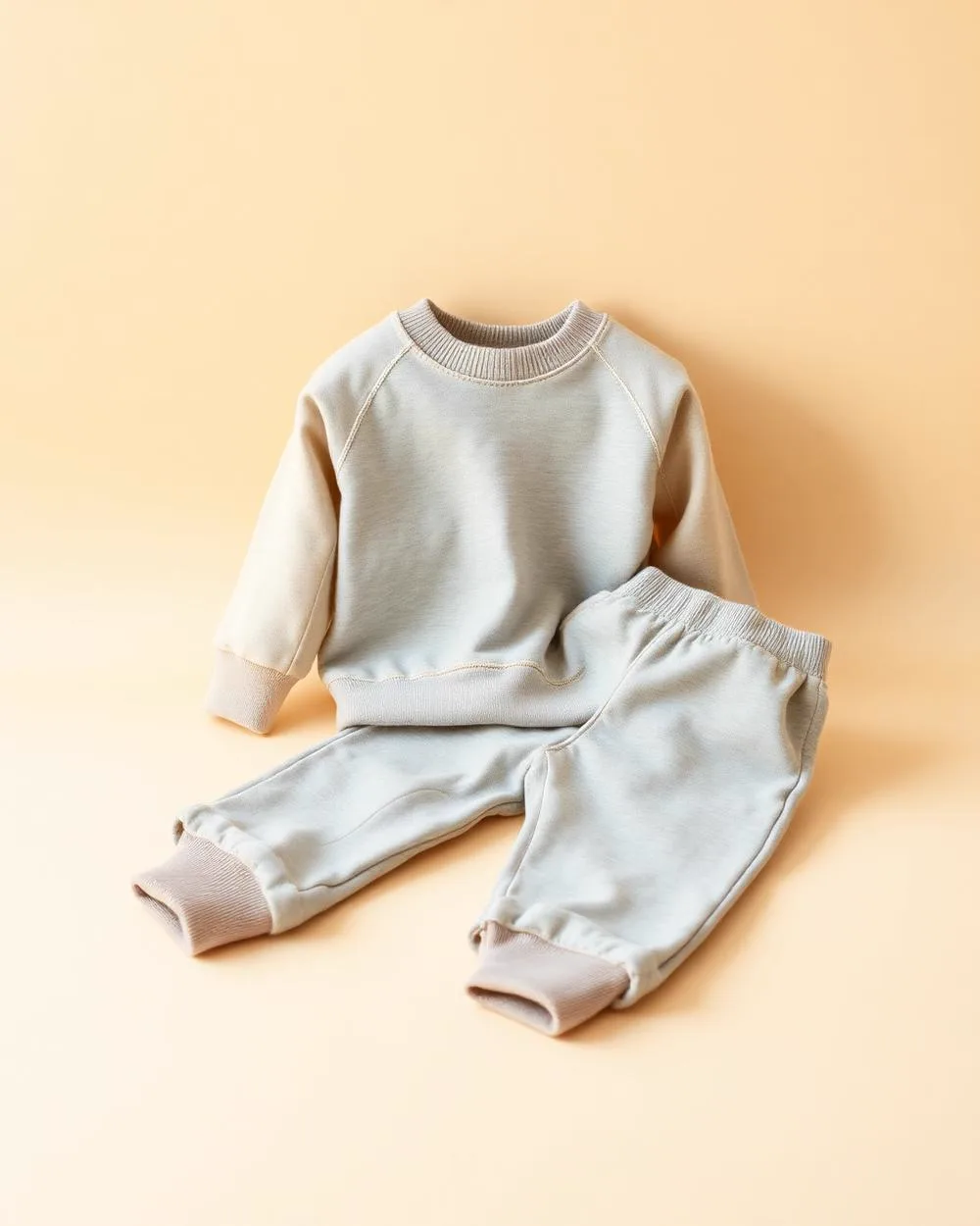 Açık gri pamuklu çocuk sweatshirt ve pantolon takımı